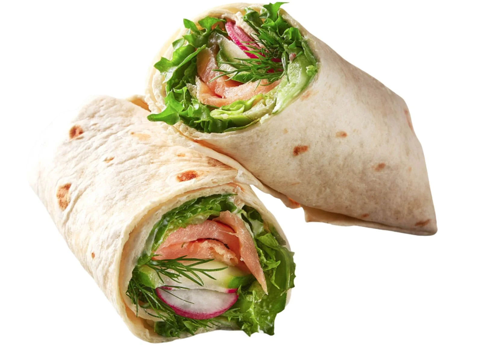 Wrap s lososem a zeleninou