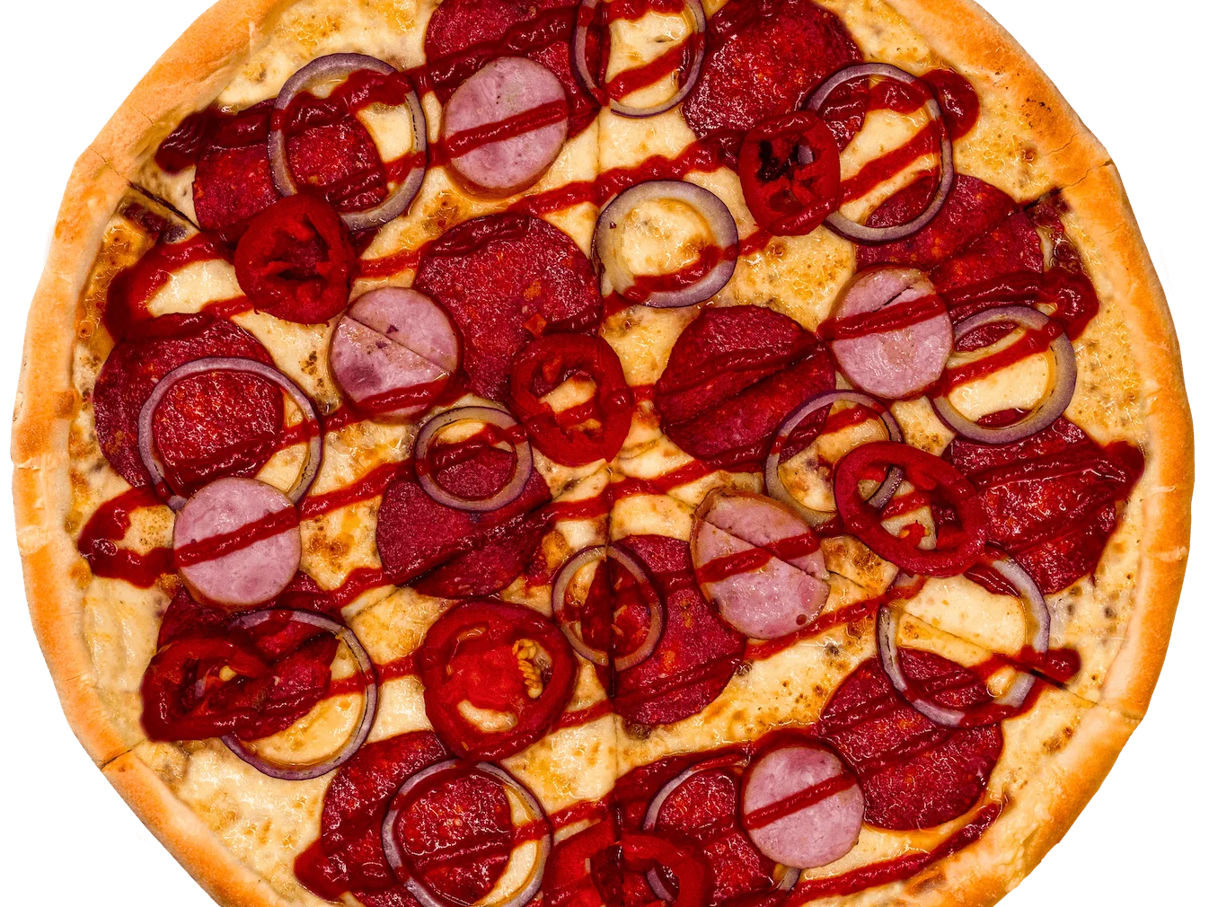 Pizza se salámem, klobásou a cibulí