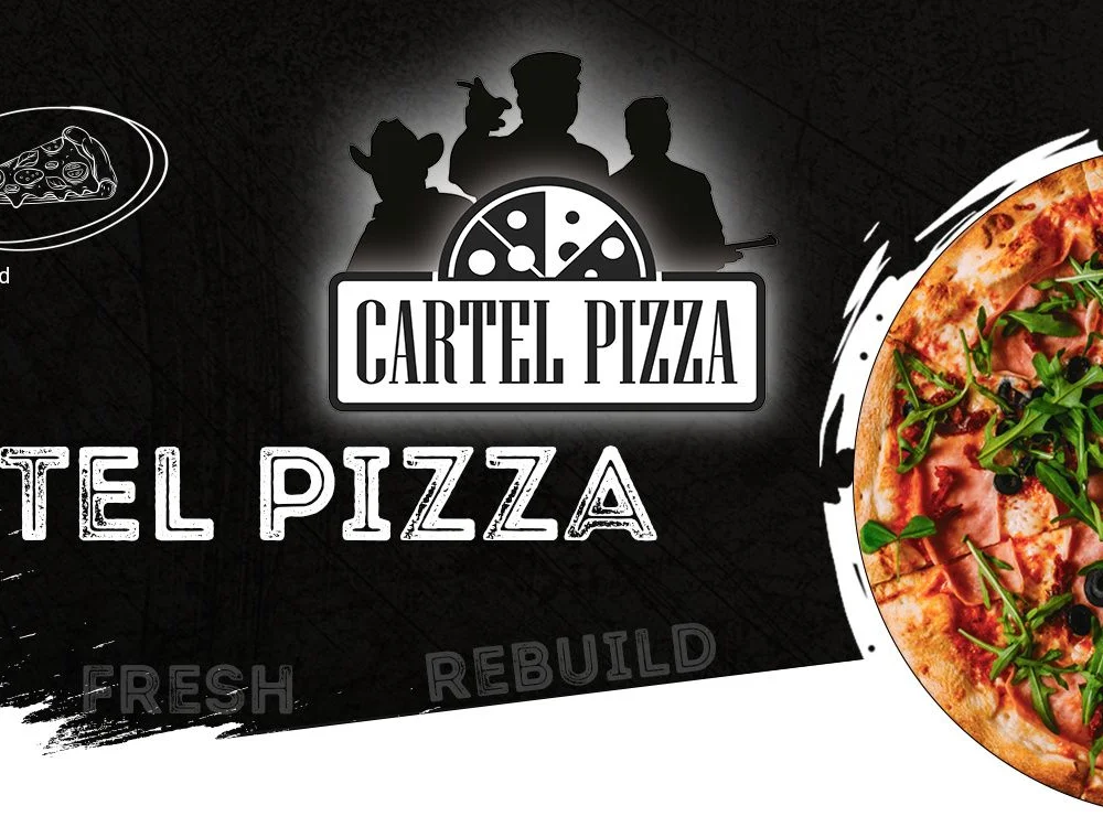 Pizza s šunkou, rukolou a olivami, banner z webu značky